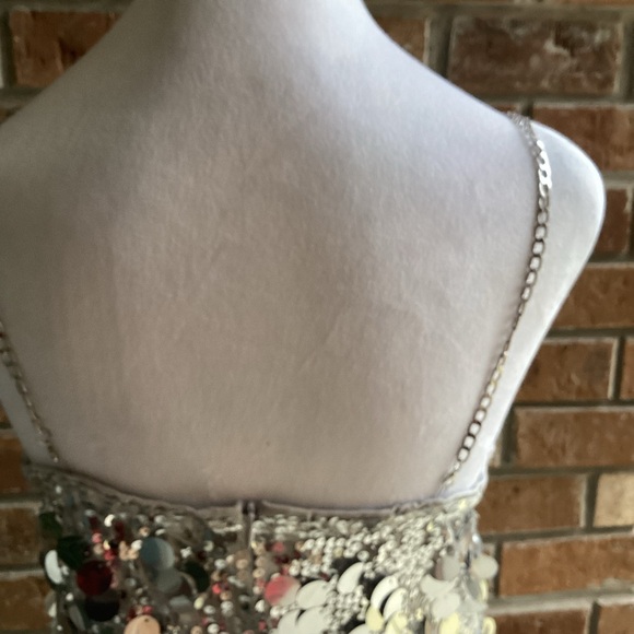 Sequin Chain Strap Mini Dress (Silvery Grey) - Picture 13 of 14